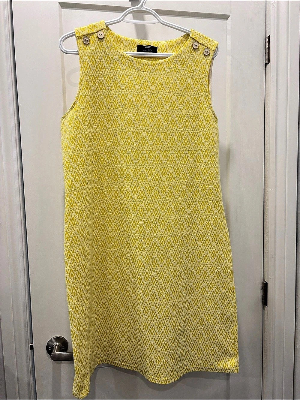 max Geometric Mini Dress in Yellow & White Size 16 Like New